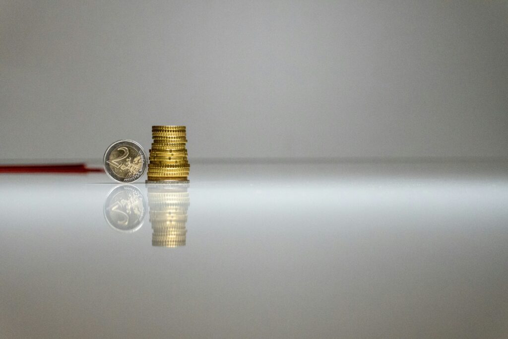 2 Euro Coins Stacked