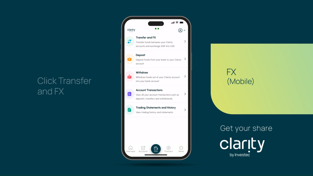 Transfer Forex in App on mobile