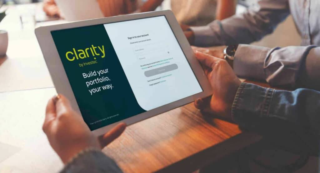 Man logging into clarity on an iPad