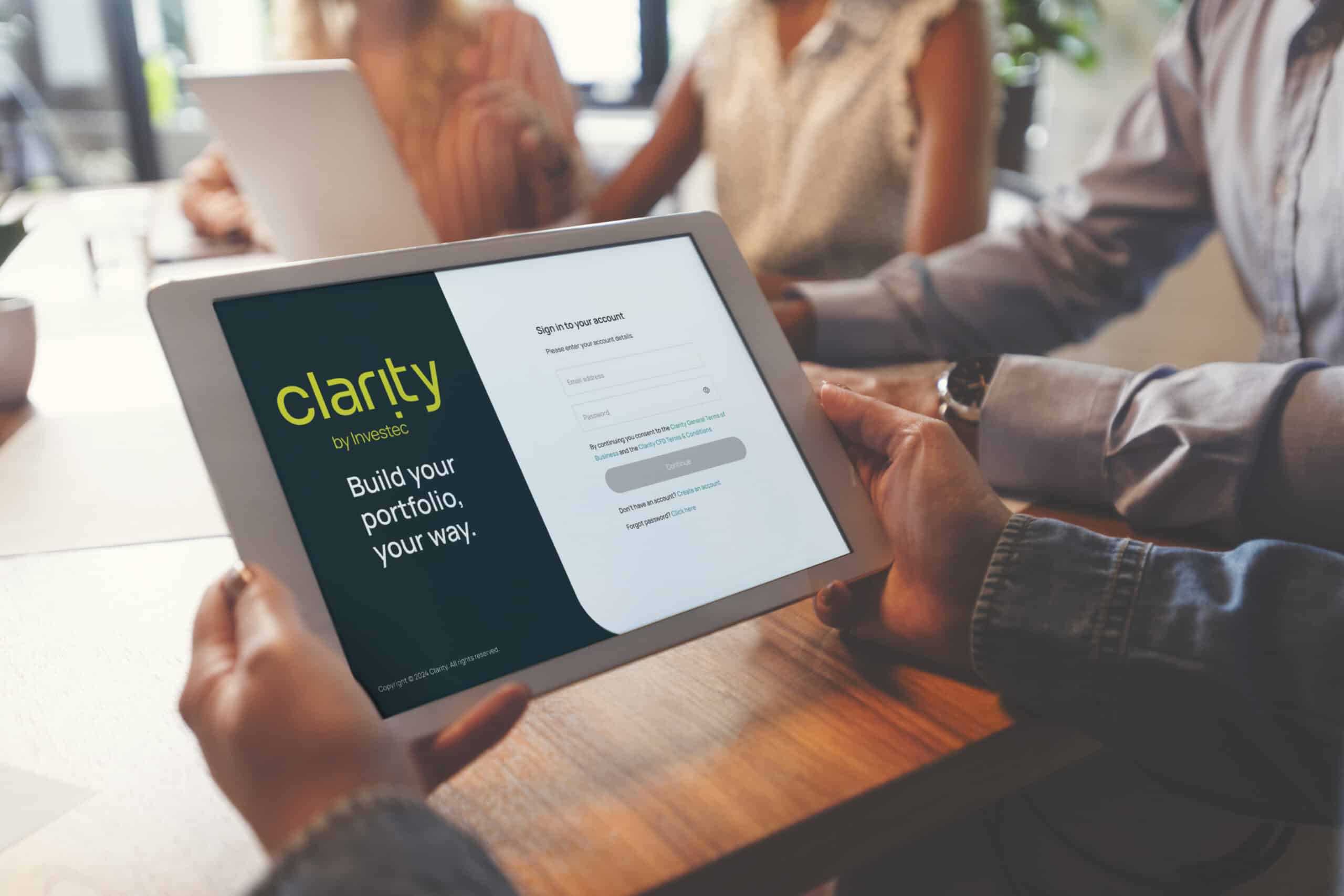 man using clarity on tablet