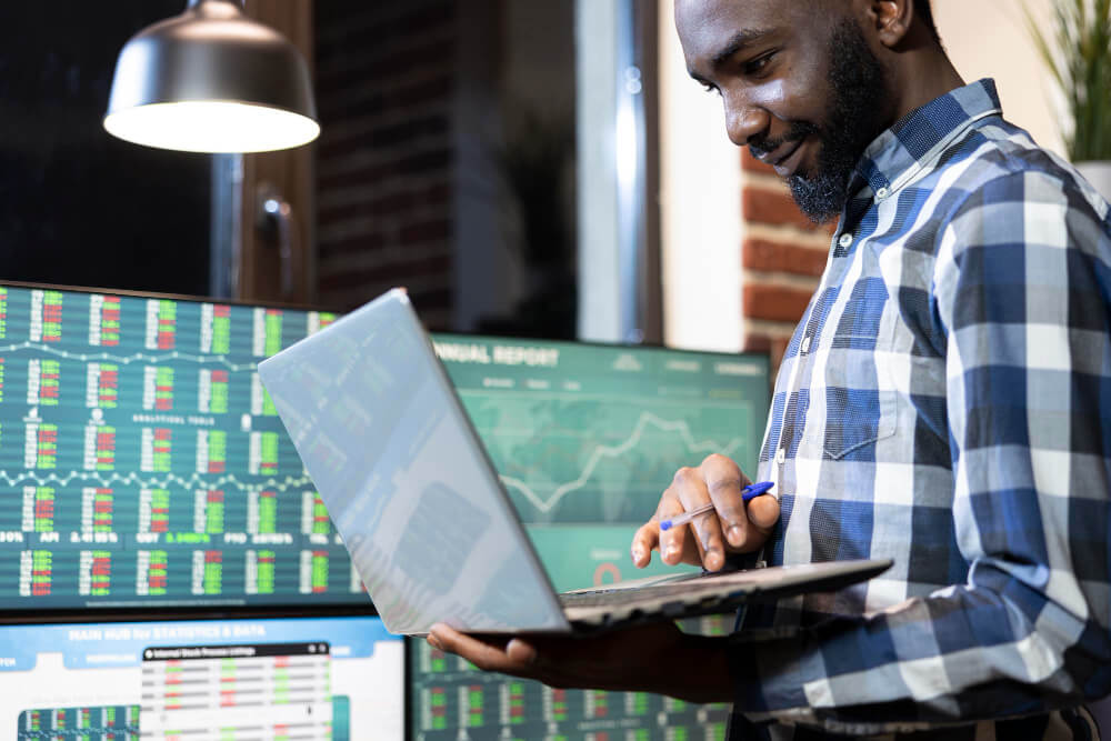 Forex Trader With His Laptop